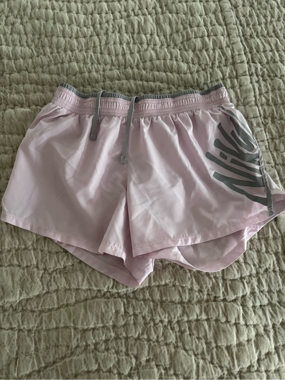 Nike Light Pink Women's Running Shorts with Gray Logo